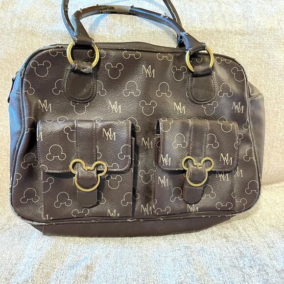 Disney Handbags - Disney Mickey Mouse Monogram Brown Satchel Handbag‎ Purse